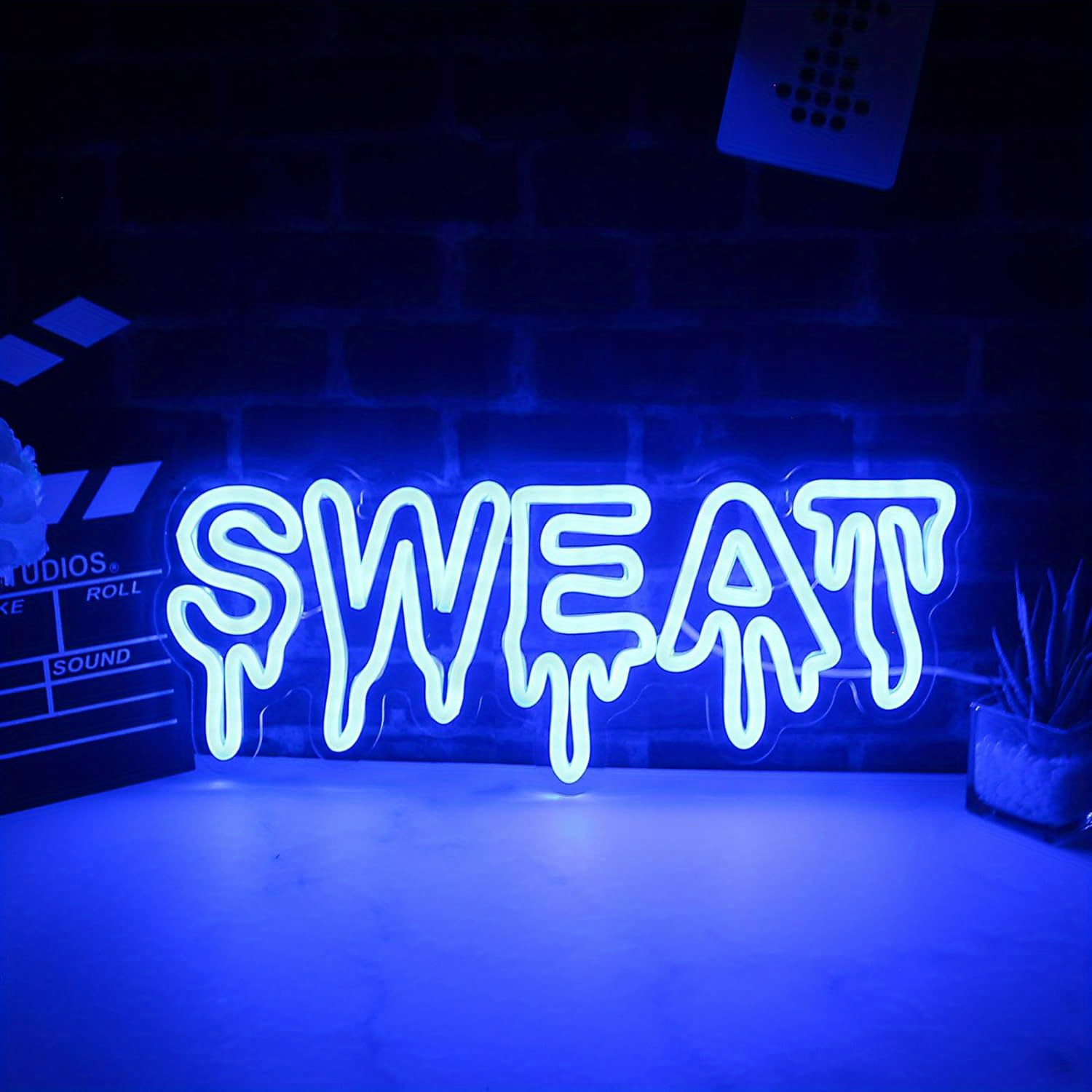 Sweat Blue LED Neon Sign Dripp - Home Gym Neon Sign review and price